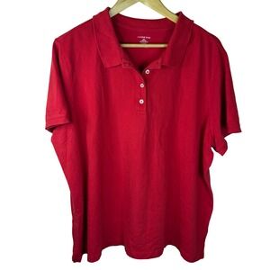 Lands' End‎ Women's 2X (20W-22W) Red Polo Shirt Cotton Blend Short Sleeve